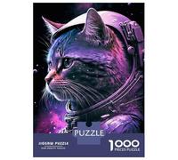 Puzzles pour Adolescents 1000 Astronaut Space Cat Puzzle Jeux Amusants Décoration Parfaite Offre Cadeau pour Toute La Famille 38x26cm/1000pcs