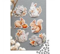 Puzzles pour Adolescents 1000 Autumn Animal Stickers for Kids Puzzle Adulte Casse-tête Jeu De Vitesse Manuelle pour Anniversaire, Noël 52x38cm/1000pcs