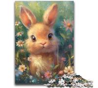 Puzzles pour Adolescents 1000 bébés Lapins dans Les Fleurs pour Les 14 Ans et Plus Jeu de réflexion Meilleur Cadeau pour Adultes et Adolescents 26x38cm