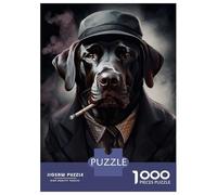 Puzzles pour Adolescents 1000 Black Labrador Gangster Puzzle pour Adultes Jeu De Réflexion Analyse Et Logique Cadeaux Anti-Stress 70x50cm/1000pcs