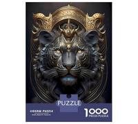 Puzzles pour Adolescents 1000 Black Tiger King Art Deco Puzzle Jeux Amusants Décoration Parfaite Offre Cadeau pour Toute La Famille 52x38cm/1000pcs