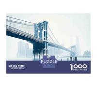 Puzzles pour Adolescents 1000 Brooklyn Bridge Wall Mural Puzzle Adulte Casse-tête Jeu De Vitesse Manuelle pour Anniversaire, Noël 38x26cm/1000pcs