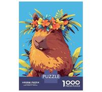 Puzzles pour Adolescents 1000 Capybara with Floral Crown Illustration Puzzles pour Adultes, Jeux De Réflexion, Cadeaux pour Femmes, Cadeaux d'anniversaire Uniques 70x50cm/1000pcs