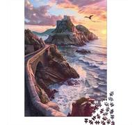 Puzzles pour Adolescents 1000 Castle on The Cliff at Sunset Puzzles pour Adultes, Jouets À Monter Soi-même, Cadeau d'anniversaire Idéal pour Toute La Famille 38x26cm/1000pcs