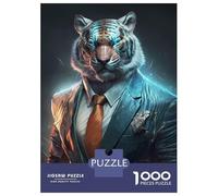 Puzzles pour Adolescents 1000 CEO Tiger in Suit Puzzles pour Adultes Jouets Anti-Stress Cadeaux pour Femmes Idéal comme Cadeau pour Toute La Famille 70x50cm/1000pcs
