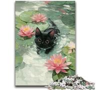 Puzzles pour Adolescents 1000 Chats Noirs Abstraits artistiques pour Les 14 Ans et Plus Jeux de Famille Jeu de Noël Cadeaux pour Femmes 50x75cm