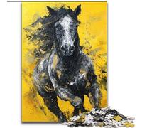 Puzzles pour Adolescents 1000 Chevaux Noirs et dorés, à partir de 14 Ans, adaptés aux Couples, activités Amusantes à la Maison, Cadeaux d'anniversaire, Cadeaux de Voyage (Taille 50x75cm)