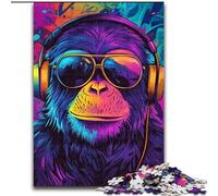 Puzzles pour Adolescents 1000 chimpanzés Portant des écouteurs, Jouets éducatifs, Jeux Anti-Stress, décoration d'intérieur Unique et Cadeaux (Taille 50x75cm)