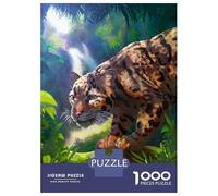 Puzzles pour Adolescents 1000 Clouded Leopard in Jungle Puzzle Adulte Casse-tête Jeu De Vitesse Manuelle pour Anniversaire, Noël 52x38cm/1000pcs