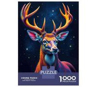 Puzzles pour Adolescents 1000 Colorful Deer Wall Art Print-2 Casse-têtes pour Adultes - Idée Cadeau Parfaite pour Toute La Famille 38x26cm/1000pcs