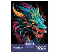 Puzzles pour Adolescents 1000 Colorful Dragon Head Art Print Puzzle À Faire Soi-même, Jouets Difficiles, Offre Spéciale comme Cadeaux pour Toute La Famille 52x38cm/1000pcs