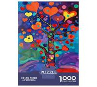 Puzzles pour Adolescents 1000 Colorful Heart Tree Painting Puzzles pour Adultes Jouets Anti-Stress Cadeaux pour Femmes Idéal comme Cadeau pour Toute La Famille 52x38cm/1000pcs