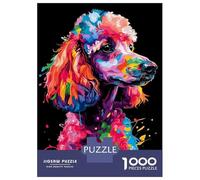 Puzzles pour Adolescents 1000 Colorful Poodle Art Puzzle Adulte Casse-tête Jeu De Vitesse Manuelle pour Anniversaire, Noël 38x26cm/1000pcs