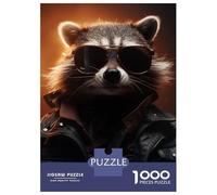 Puzzles pour Adolescents 1000 Cool Raccoon Sunglasses Puzzle Jeux Amusants Décoration Parfaite Offre Cadeau pour Toute La Famille 52x38cm/1000pcs