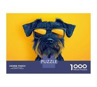 Puzzles pour Adolescents 1000 Cool Schnauzer Dog with Sunglasses Portrait Puzzle pour Adultes Jeu De Réflexion Analyse Et Logique Cadeaux Anti-Stress 70x50cm/1000pcs