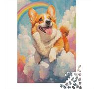 Puzzles pour Adolescents 1000 Corgi Dog Rainbow Painting Puzzles pour Adultes, Jouets À Monter Soi-même, Cadeau d'anniversaire Idéal pour Toute La Famille 38x26cm/1000pcs