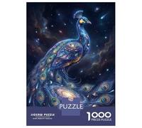 Puzzles pour Adolescents 1000 Cosmic Peacock in Starry Night Sky Puzzle Adulte Jeu Familial Amusant Et Humoristique pour Anniversaire, Noël 38x26cm/1000pcs