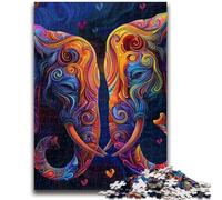 Puzzles pour Adolescents 1000 Couples d'éléphants Jeu éducatif Familial Décoration Murale Cadeaux d'anniversaire et de Noël Uniques 26x38cm