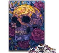 Puzzles pour Adolescents 1000 crânes en vitrail pour Les 14 Ans et Plus Jeux de Famille Jeu de Noël Cadeaux pour Femmes 50x75cm