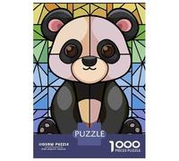 Puzzles pour Adolescents 1000 Cute Panda Stained Glass Art Puzzles pour Adultes, Jeux De Réflexion, Cadeaux pour Femmes, Cadeaux d'anniversaire Uniques 38x26cm/1000pcs