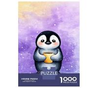 Puzzles pour Adolescents 1000 Cute Penguin with Coffee Puzzles pour Adultes Jeu Manuel Anti-Stress Stimule Le Cerveau 52x38cm/1000pcs