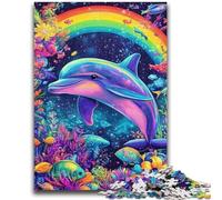 Puzzles pour Adolescents 1000 Dauphins Magiques colorés pour Les 14 Ans et Plus Jeux de Famille Jeu de Noël Cadeaux pour Femmes 26x38cm