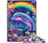 Puzzles pour Adolescents 1000 Dauphins Magiques colorés pour Les 14 Ans et Plus Jeux de Famille Jeu de Noël Cadeaux pour Femmes 50x75cm