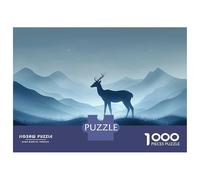 Puzzles pour Adolescents 1000 Deer Silhouette in Mountain Landscape Puzzle Jeux Amusants Décoration Parfaite Offre Cadeau pour Toute La Famille 70x50cm/1000pcs