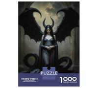 Puzzles pour Adolescents 1000 Demonic Lilith, Dark Angel with Dragon Wings Puzzle Adulte Casse-tête Jeu De Vitesse Manuelle pour Anniversaire, Noël 70x50cm/1000pcs