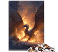 Puzzles pour Adolescents 1000 Dragon Flamme Jeu éducatif Familial Décoration Murale Cadeaux d'anniversaire et de Noël Uniques 50x75cm