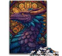 Puzzles pour Adolescents 1000 Dragons en vitrail pour Les 14 Ans et Plus Jeux de Famille Jeu de Noël Cadeaux pour Femmes 26x38cm
