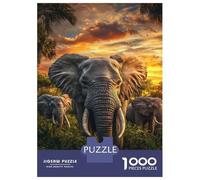 Puzzles pour Adolescents 1000 Elephant Sunset Majesty Puzzles pour Adultes Jeu Manuel D'assemblage De Motifs Offre Spéciale pour Toute La Famille 70x50cm/1000pcs