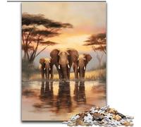Puzzles pour Adolescents 1000 éléphants d'Afrique, adaptés aux Personnes de 14 Ans et Plus, Jeux éducatifs, Cadeaux du Père Noël Secret (Taille 50x75cm)