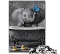 Puzzles pour Adolescents 1000 éléphants et Papillons Bleus Jeu Stimulant et Jeu Familial Décoration Murale Cadeaux d'anniversaire et de Noël Uniques 50x75cm