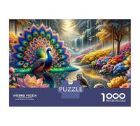 Puzzles pour Adolescents 1000 Enchanted Forest with Peacock Puzzles pour Adultes, Jouets À Monter Soi-même, Cadeau d'anniversaire Idéal pour Toute La Famille 38x26cm/1000pcs