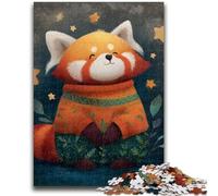 Puzzles pour Adolescents 1000 étoiles Panda Roux Jeu éducatif Défi Jouet Décoration Murale Cadeaux d'anniversaire et de Noël Uniques 50x75cm