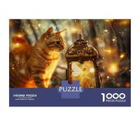 Puzzles pour Adolescents 1000 Fairy Lantern with Cat Puzzle Adulte Casse-tête Jeu De Vitesse Manuelle pour Anniversaire, Noël 38x26cm/1000pcs