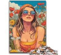 Puzzles pour Adolescents 1000 Filles dans des Fleurs Sauvages Jouets d'été Jeux éducatifs Soulagement du Stress Convient pour la décoration de Bureau 26x38cm