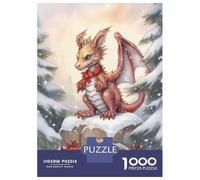 Puzzles pour Adolescents 1000 Funny Christmas Dragon Puzzle Adulte Casse-tête Jeu De Vitesse Manuelle pour Anniversaire, Noël 70x50cm/1000pcs