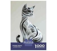 Puzzles pour Adolescents 1000 Glass Cat Sculpture Art Decor Casse-têtes pour Adultes - Idée Cadeau Parfaite pour Toute La Famille 52x38cm/1000pcs