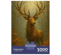 Puzzles pour Adolescents 1000 Golden Deer in Autumn Forest Puzzle Adulte Casse-tête Jeu De Vitesse Manuelle pour Anniversaire, Noël 70x50cm/1000pcs