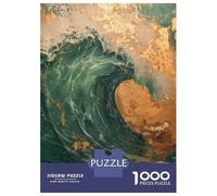 Puzzles pour Adolescents 1000 Golden Marbel Wave Art Puzzles pour Adultes Jeu Manuel D'assemblage De Motifs Offre Spéciale pour Toute La Famille 70x50cm/1000pcs