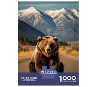 Puzzles pour Adolescents 1000 Grizzly Bear on Road Puzzles pour Adultes Jouets Anti-Stress Cadeaux pour Femmes Idéal comme Cadeau pour Toute La Famille 52x38cm/1000pcs