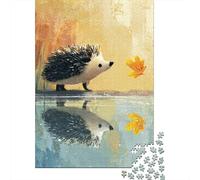Puzzles pour Adolescents 1000 Hedgehog in Autumn Pond Casse-têtes pour Adultes - Idée Cadeau Parfaite pour Toute La Famille 52x38cm/1000pcs