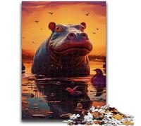 Puzzles pour Adolescents 1000 hippopotames Animaux Puzzle 1000 pièces, Anti-Stress Staycation Kill Time Wishlist avec Père Noël (50x75cm)