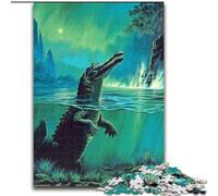 Puzzles pour Adolescents 1000 Il y a des Crocodiles sous l'eau, pour 14 Ans et Plus pour s'amuser en Famille et Passer Une soirée Jeux Collection d'artistes, Beaux-Arts 26x38cm