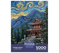 Puzzles pour Adolescents 1000 Japanese Temple Under Starry Sky Puzzle pour Adultes Jeu De Réflexion Analyse Et Logique Cadeaux Anti-Stress 52x38cm/1000pcs
