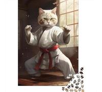 Puzzles pour Adolescents 1000 Karate Cat Art Print Puzzle À Faire Soi-même, Jouets Difficiles, Offre Spéciale comme Cadeaux pour Toute La Famille 70x50cm/1000pcs