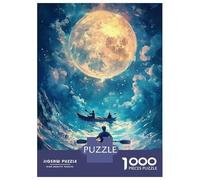 Puzzles pour Adolescents 1000 Kayaking Under The Moon Puzzle Adulte Casse-tête Jeu De Vitesse Manuelle pour Anniversaire, Noël 52x38cm/1000pcs