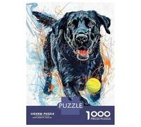 Puzzles pour Adolescents 1000 Labrador Retriever Ball Puzzle Adulte Casse-tête Jeu De Vitesse Manuelle pour Anniversaire, Noël 70x50cm/1000pcs